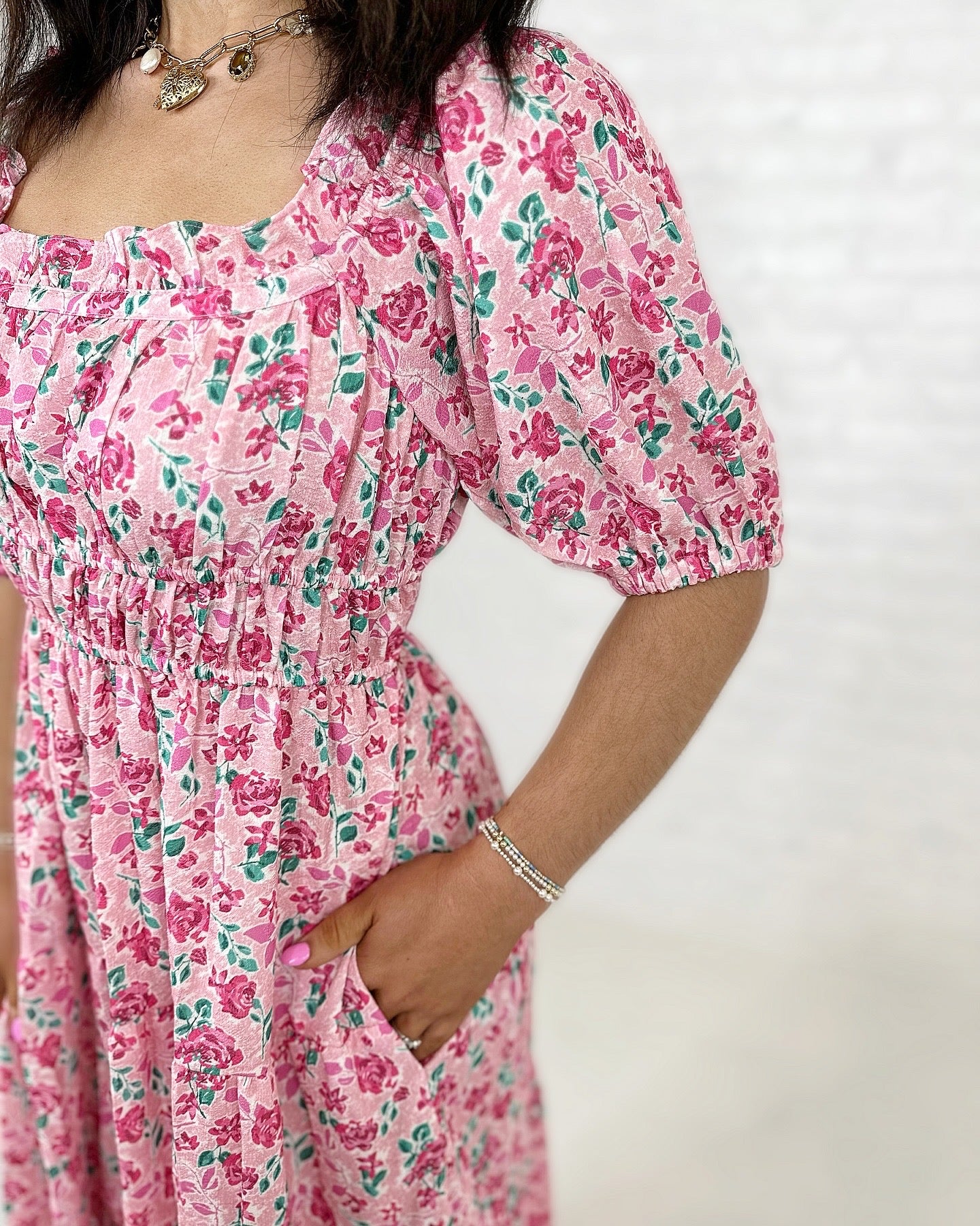 Gabby Floral Maxi Dress in Pink
