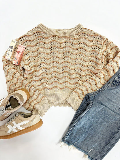 Kendra Scallop Sweater in Rust