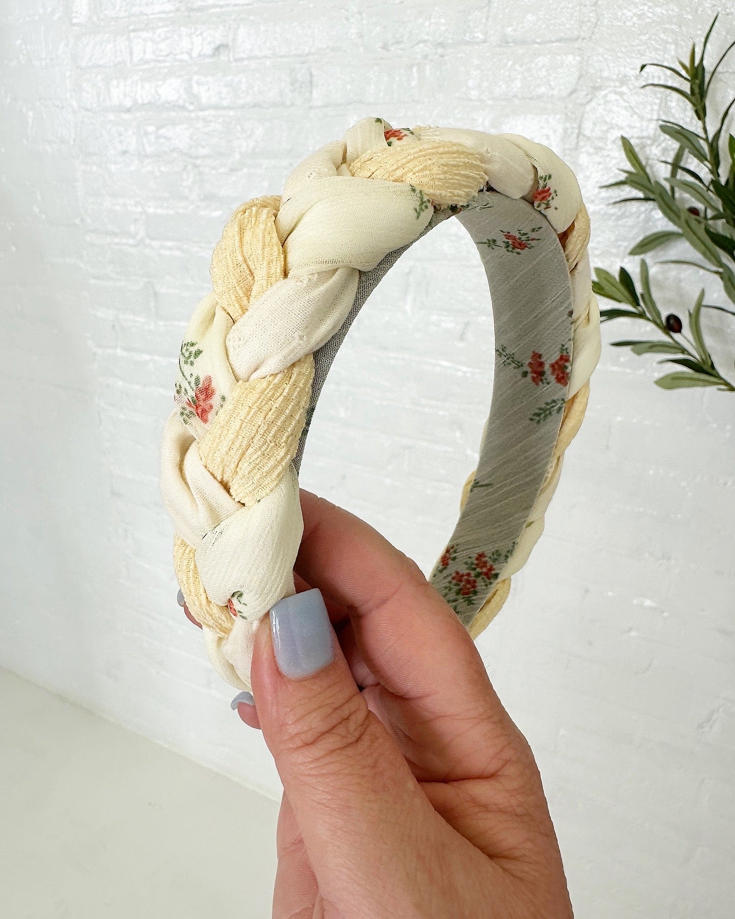 Floral Braided headband in Yellow