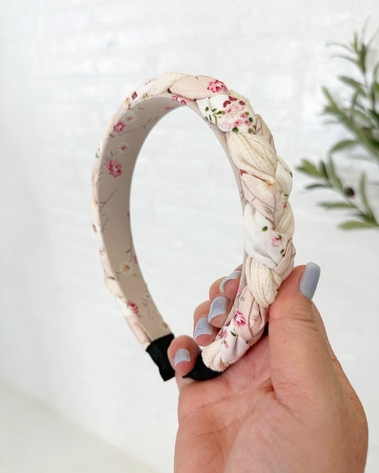 Floral Braided headband in Pink