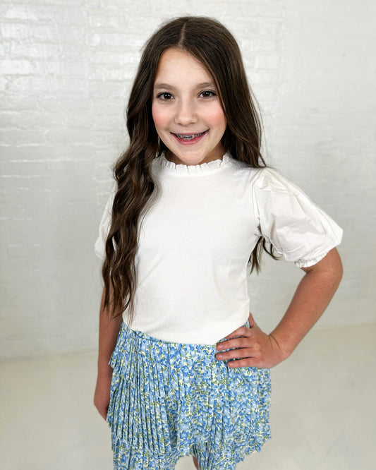 Callie Tween Pleated Cinched Sleeve Top