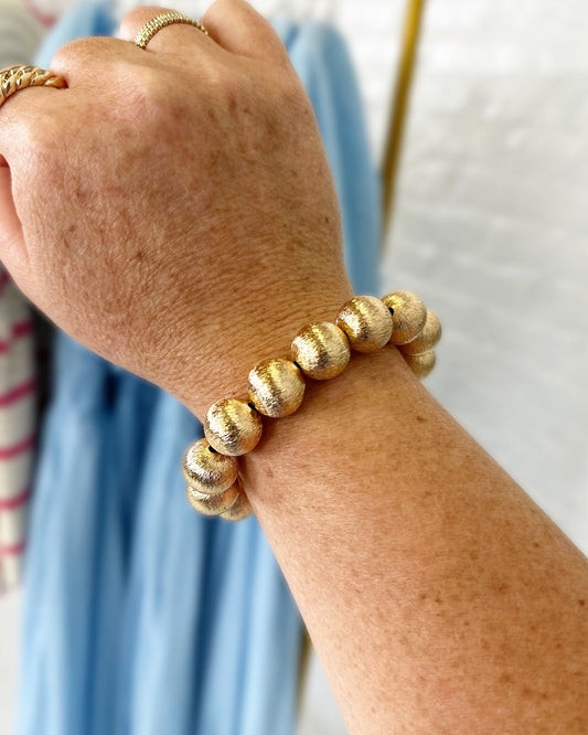 Lightweight Brass Textured Ball Stretch Bracelet