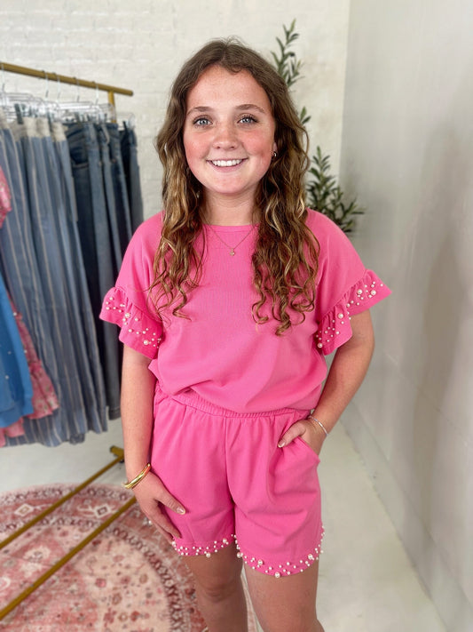 Amy Pearl Set in Hot Pink