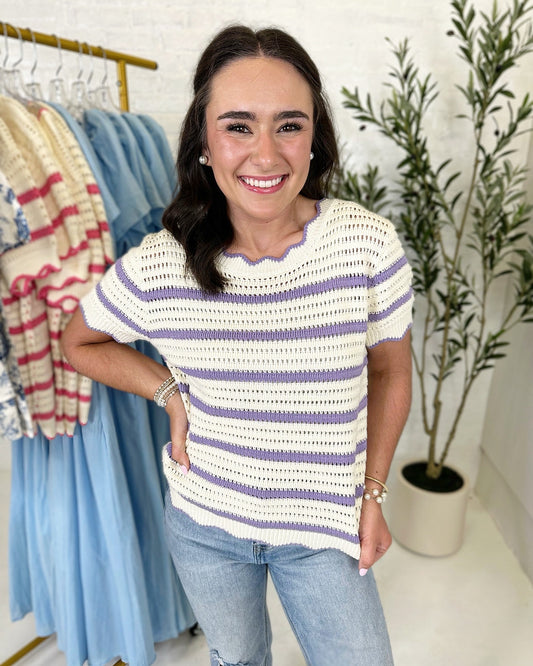 Megan Striped Sweater Top
