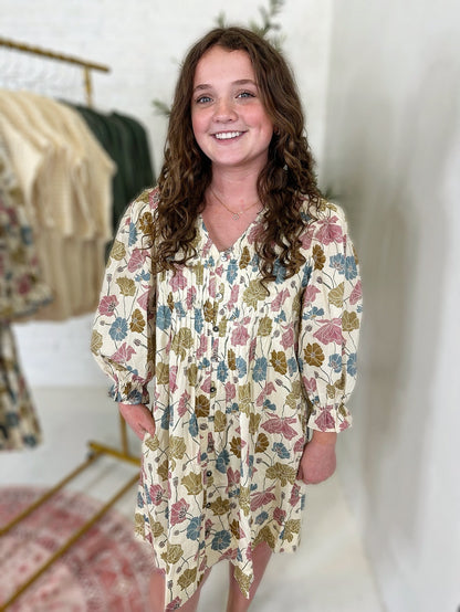 Makayla Dress in Ivory Floral
