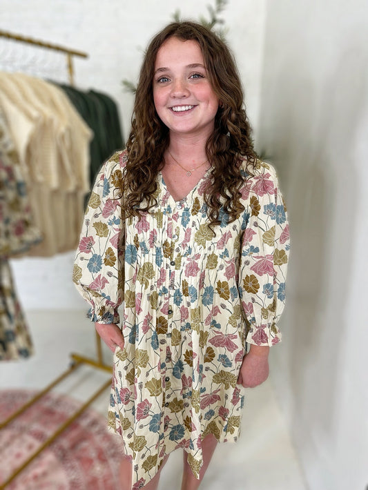 Makayla Dress in Ivory Floral