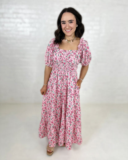 Gabby Floral Maxi Dress in Pink