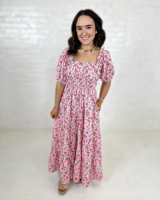 Gabby Floral Maxi Dress in Pink