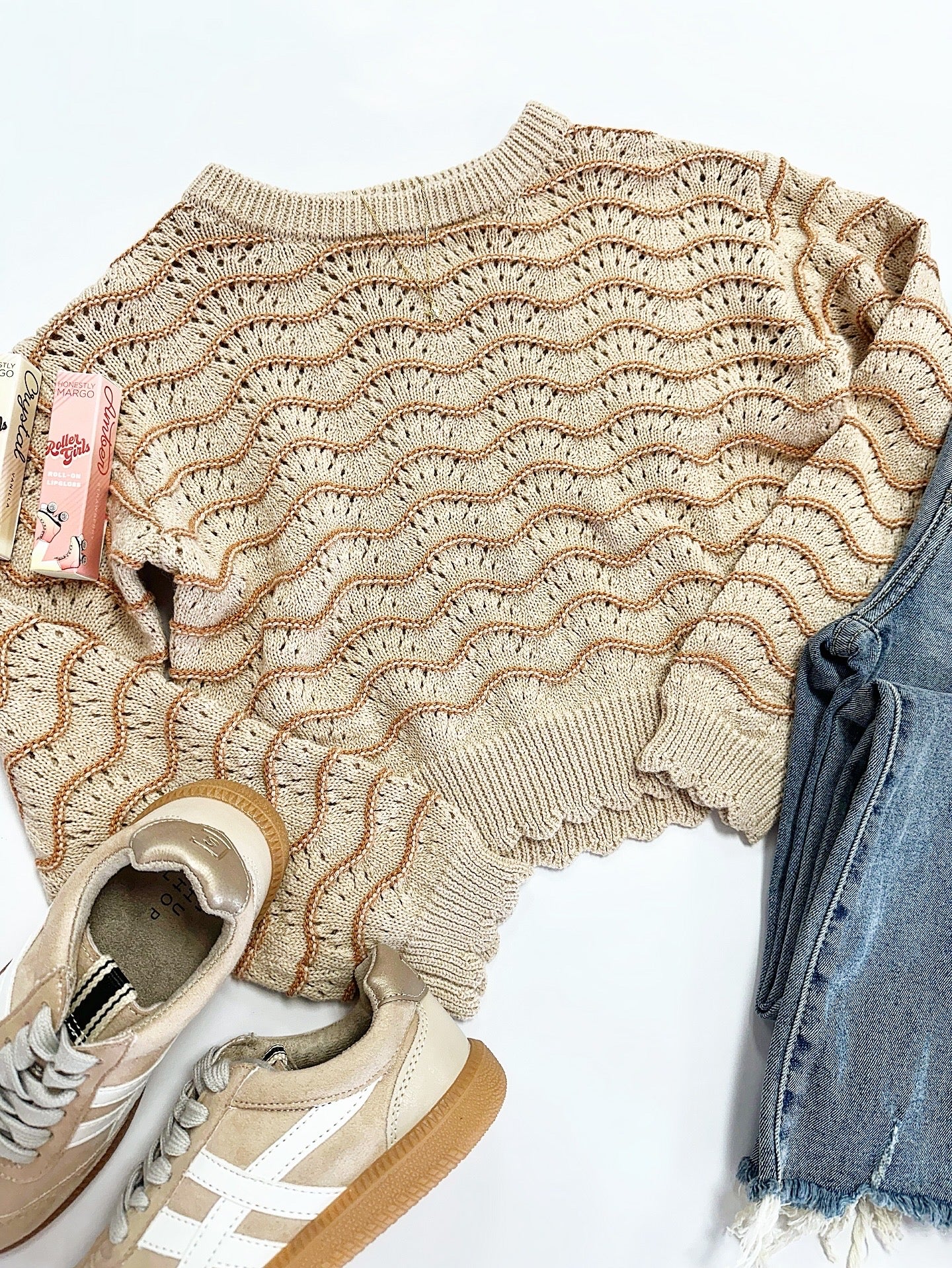 Kendra Scallop Sweater in Rust