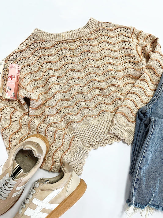 Kendra Scallop Sweater in Rust