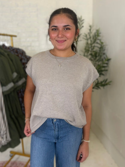 Lindsey Sweater Top in Light Grey