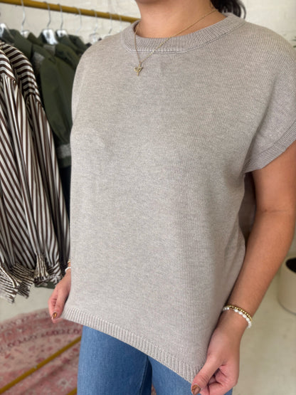 Lindsey Sweater Top in Light Grey