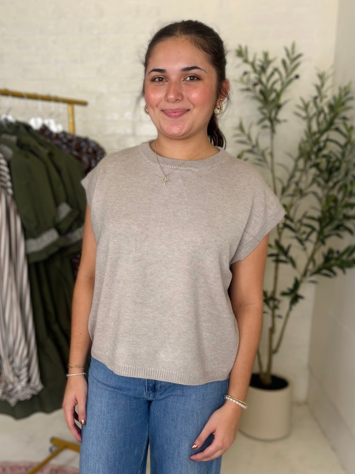 Lindsey Sweater Top in Light Grey
