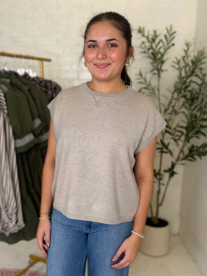 Lindsey Sweater Top in Light Grey
