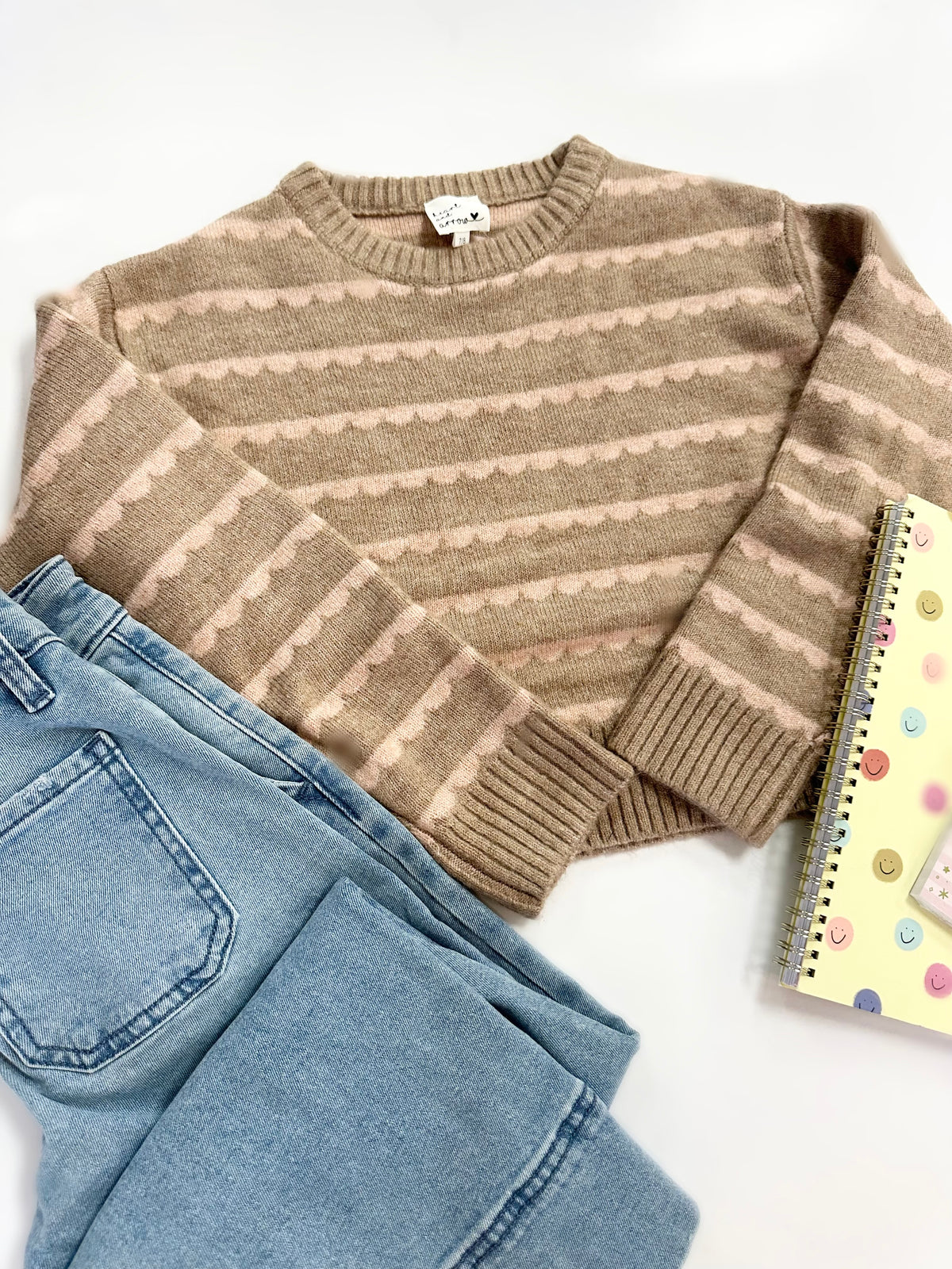Callie Sweater in Brown/Pink Stripe