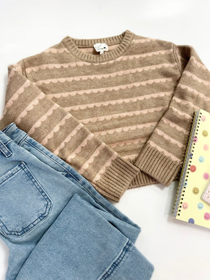 Callie Sweater in Brown/Pink Stripe