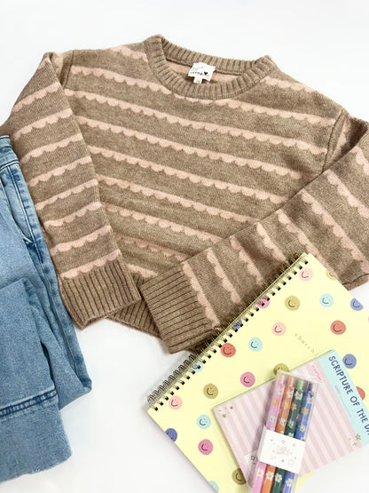 Callie Sweater in Brown/Pink Stripe
