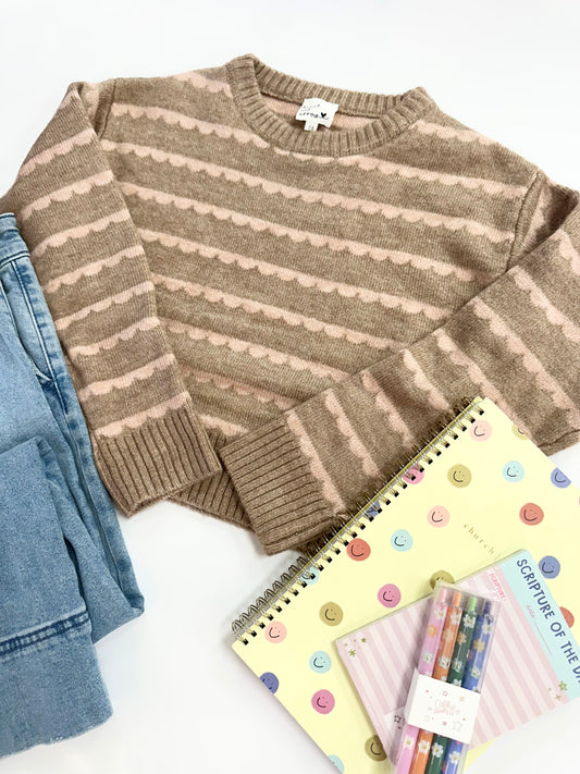 Callie Sweater in Brown/Pink Stripe