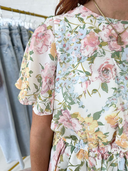 Savannah Top in Cream Floral