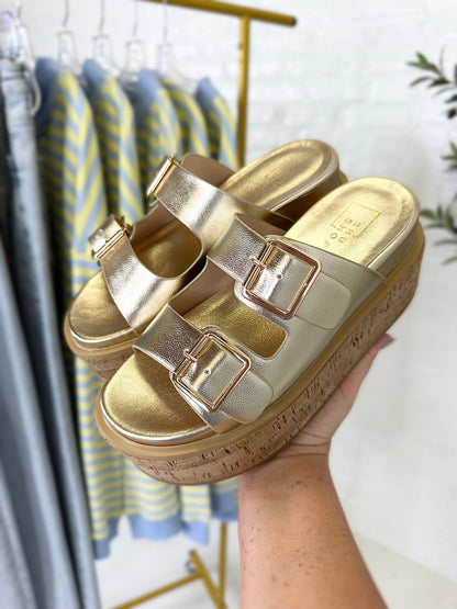 Lucinda Platform Sandal in Gold