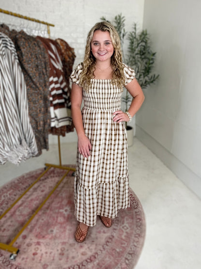 Karmyn Dress in Brown Gingham