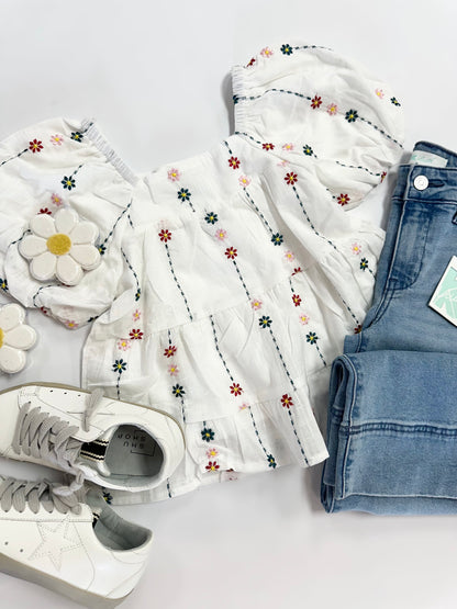 Julianne Top in White Floral