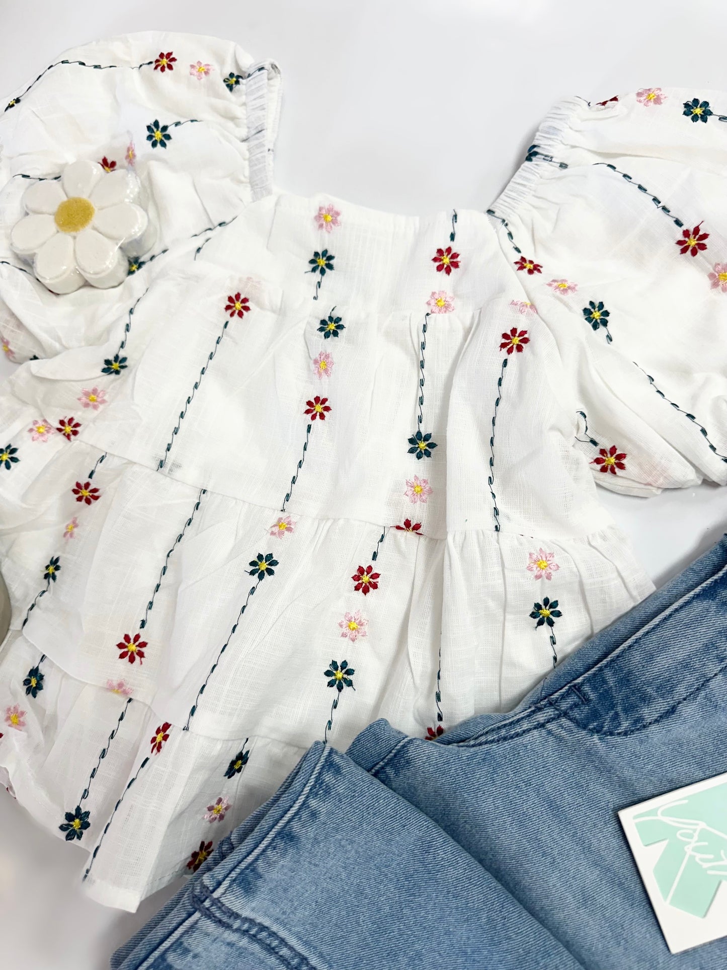 Julianne Top in White Floral