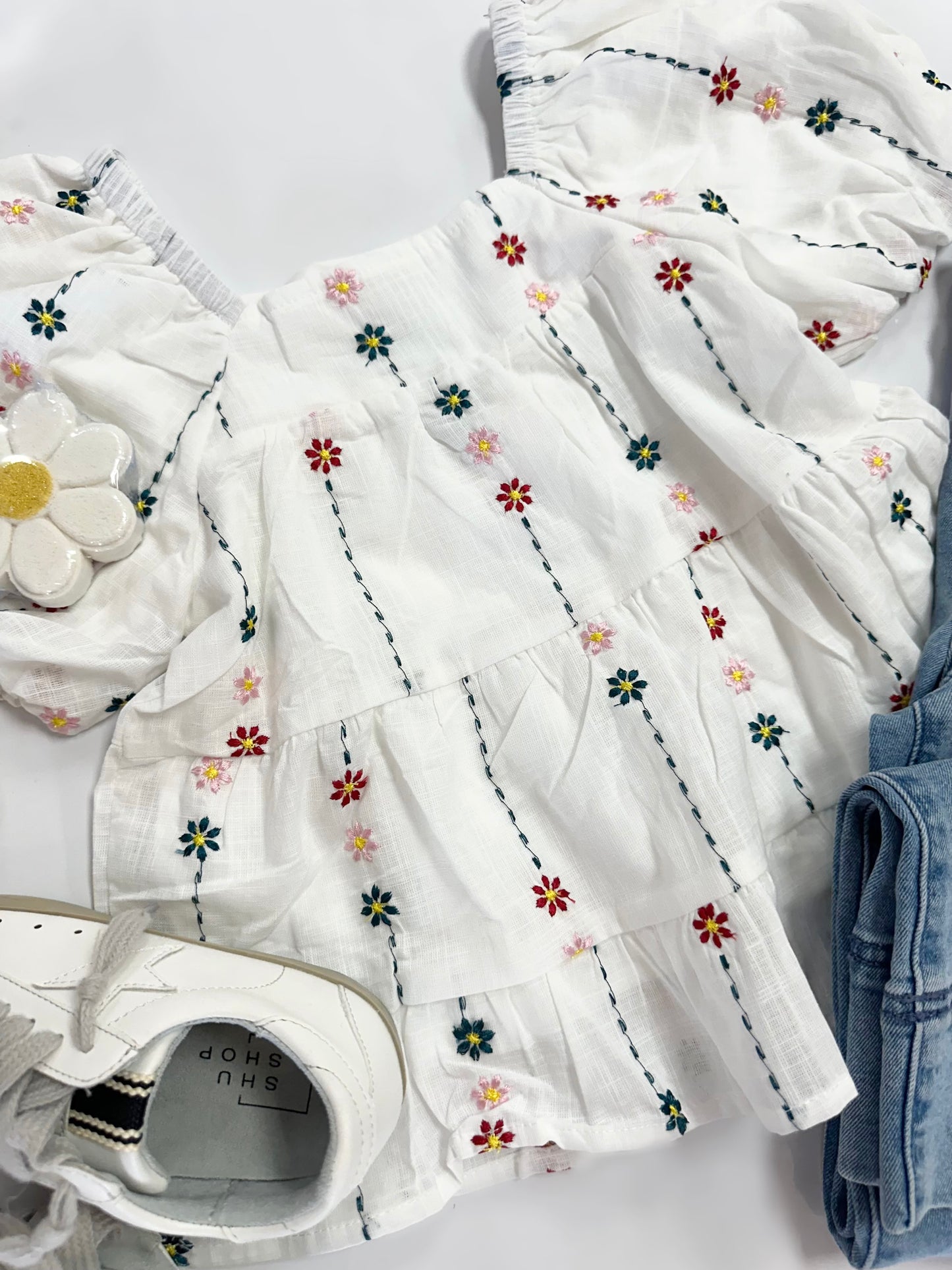 Julianne Top in White Floral