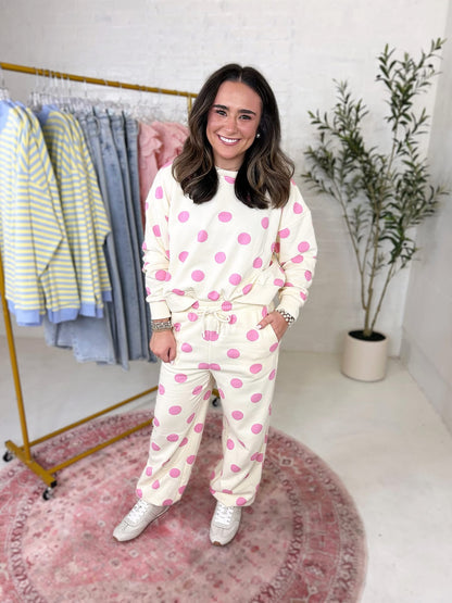 Gracie Polka Dot Sweatshirt in Pink