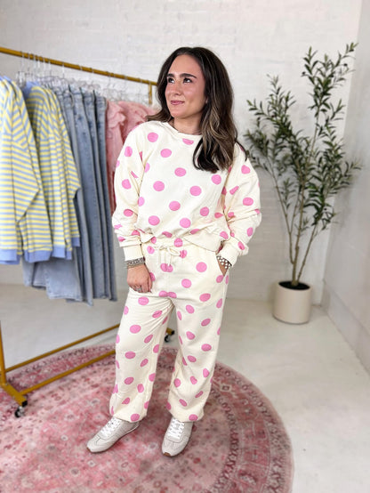Gracie Polka Dot Sweatpants in Pink