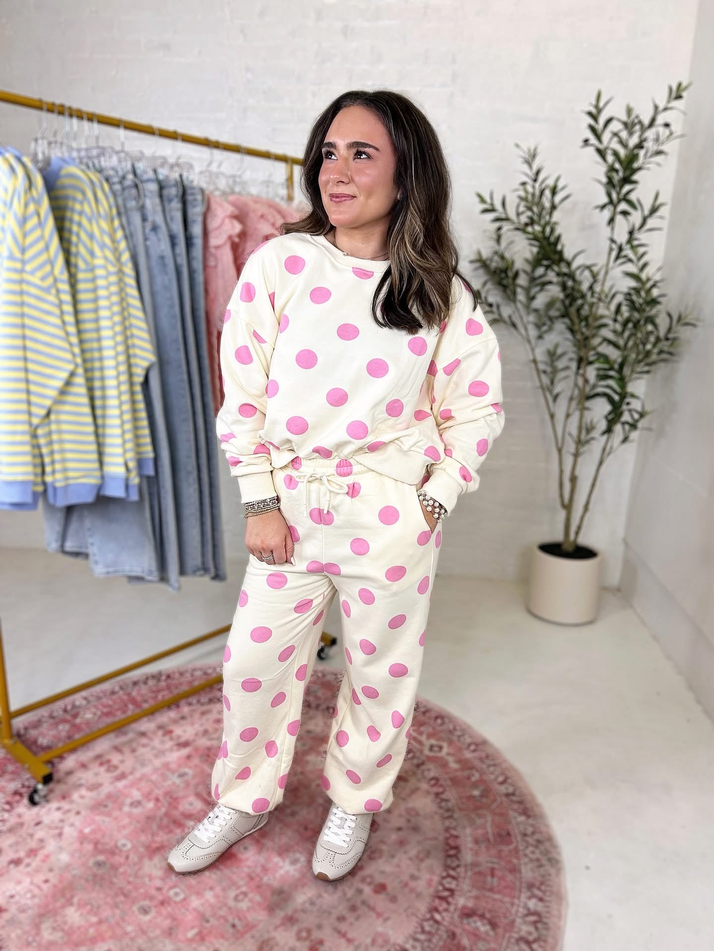 Gracie Polka Dot Sweatshirt in Pink