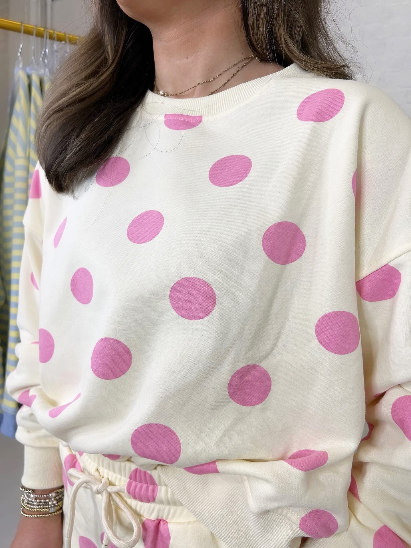 Gracie Polka Dot Sweatshirt in Pink
