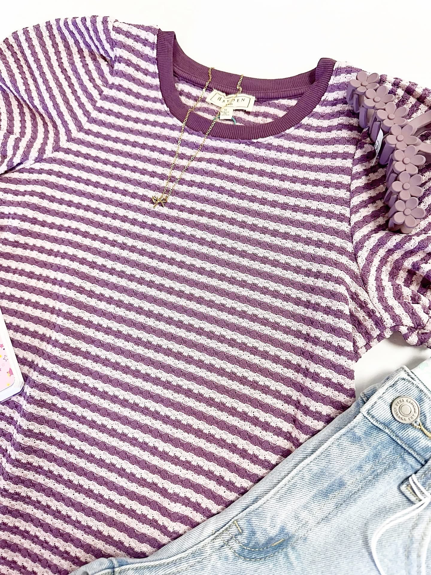 Penny Top in Lavender Stripe