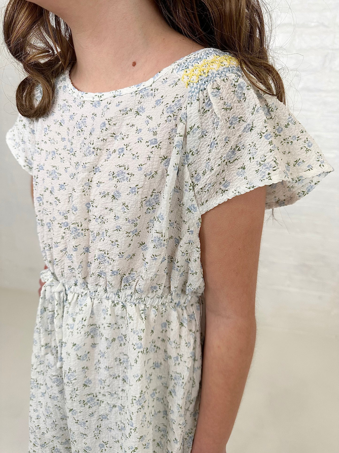 Charlotte Tween Smocked Shoulder Ruffle Dress
