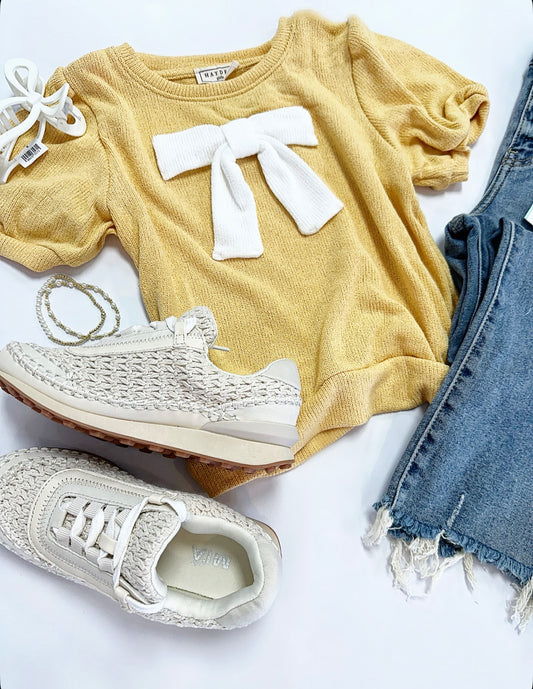 Ellie Bow Top in Gold