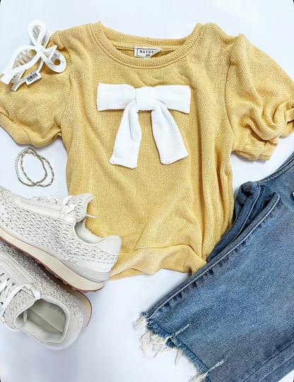 Ellie Bow Top in Gold