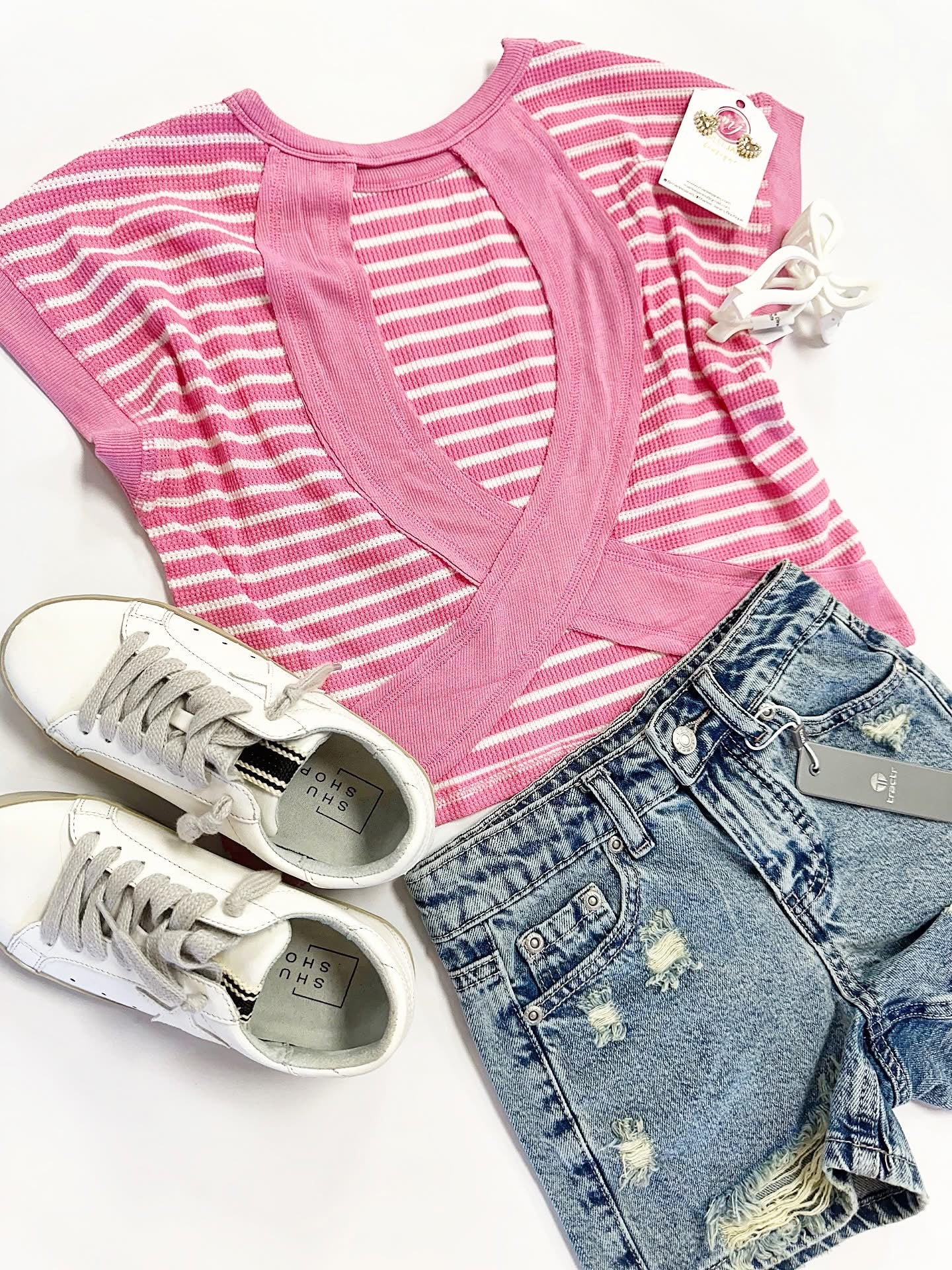 Ella Top in Pink Stripe