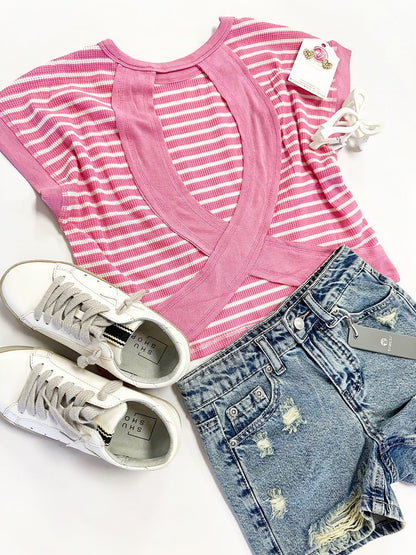 Ella Top in Pink Stripe