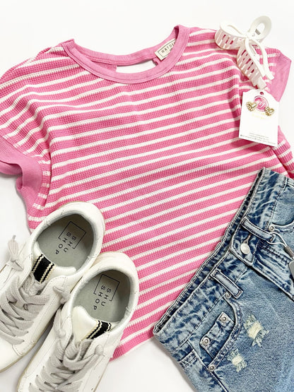 Ella Top in Pink Stripe
