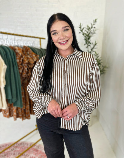 Bobbi Top in Brown Stripe