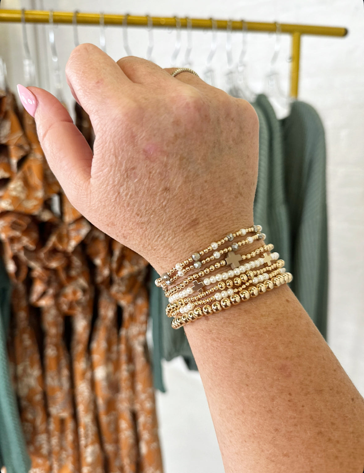 Brown Cross Stretch Bracelet Set