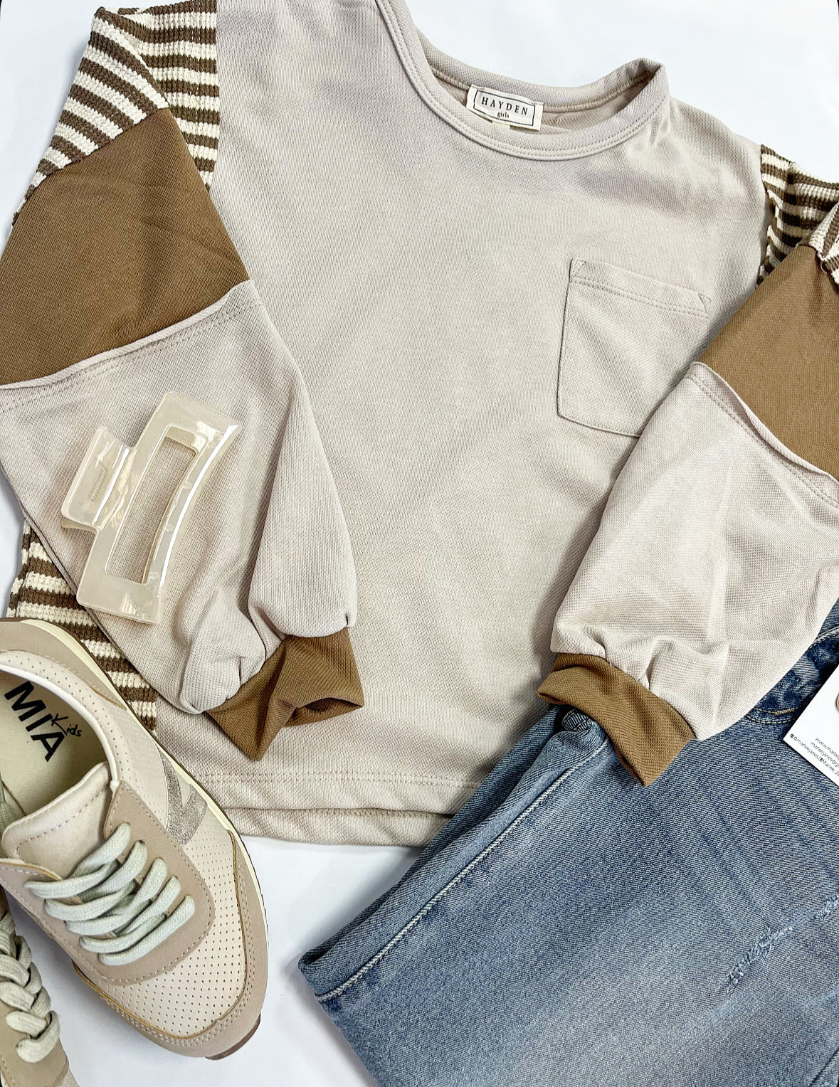Olivia Top in Brown Stripe
