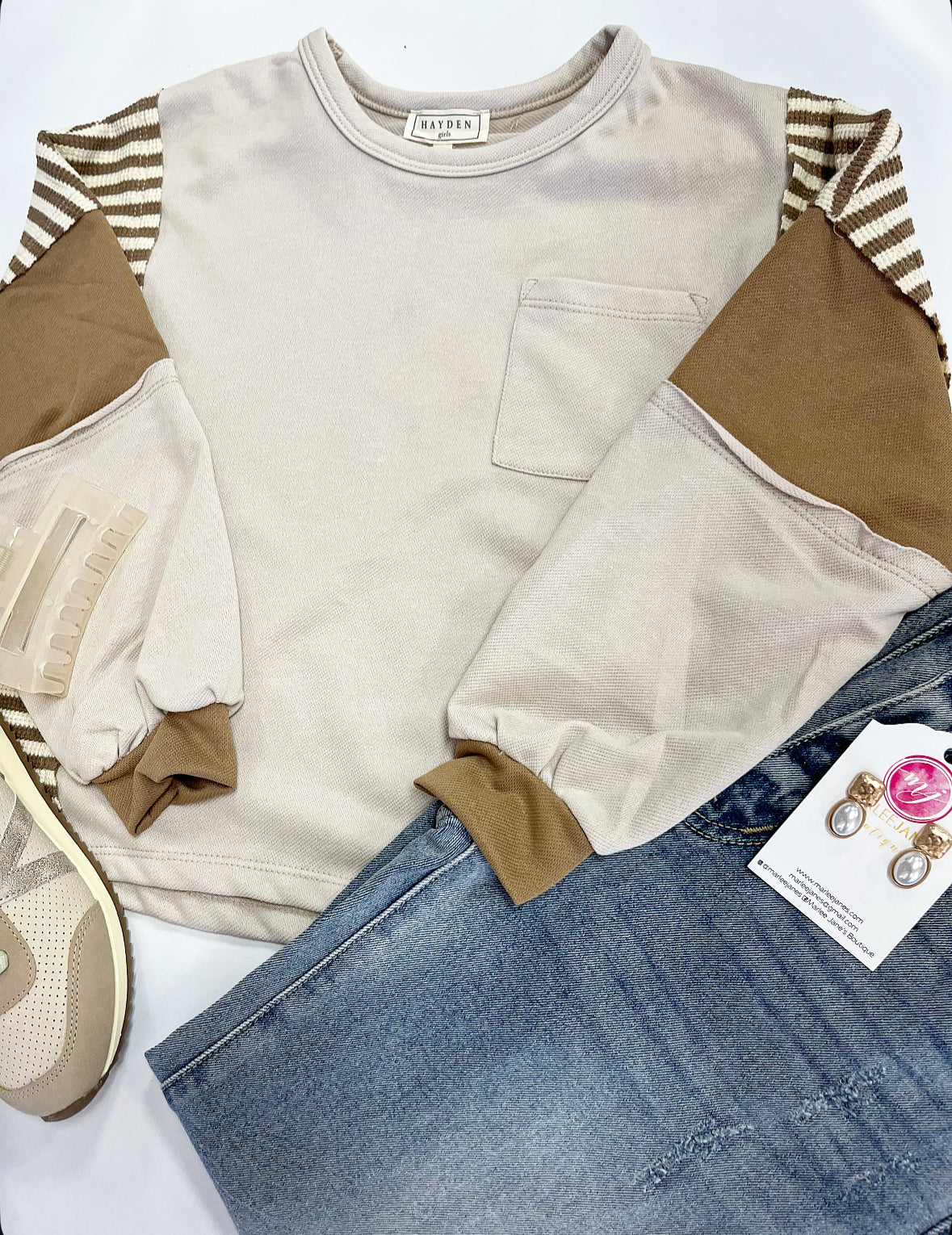 Olivia Top in Brown Stripe