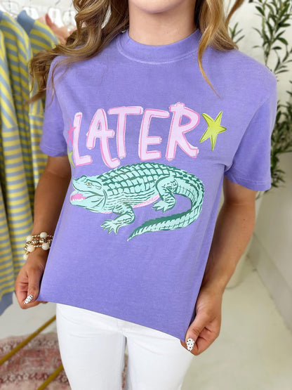 Later Gator Graphic Tee in Lavender