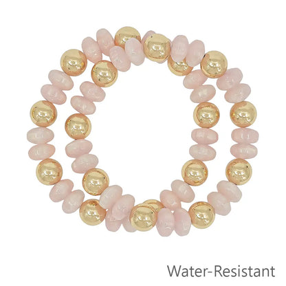 Set of 2 Light Pink Oval Stretch Bracelets