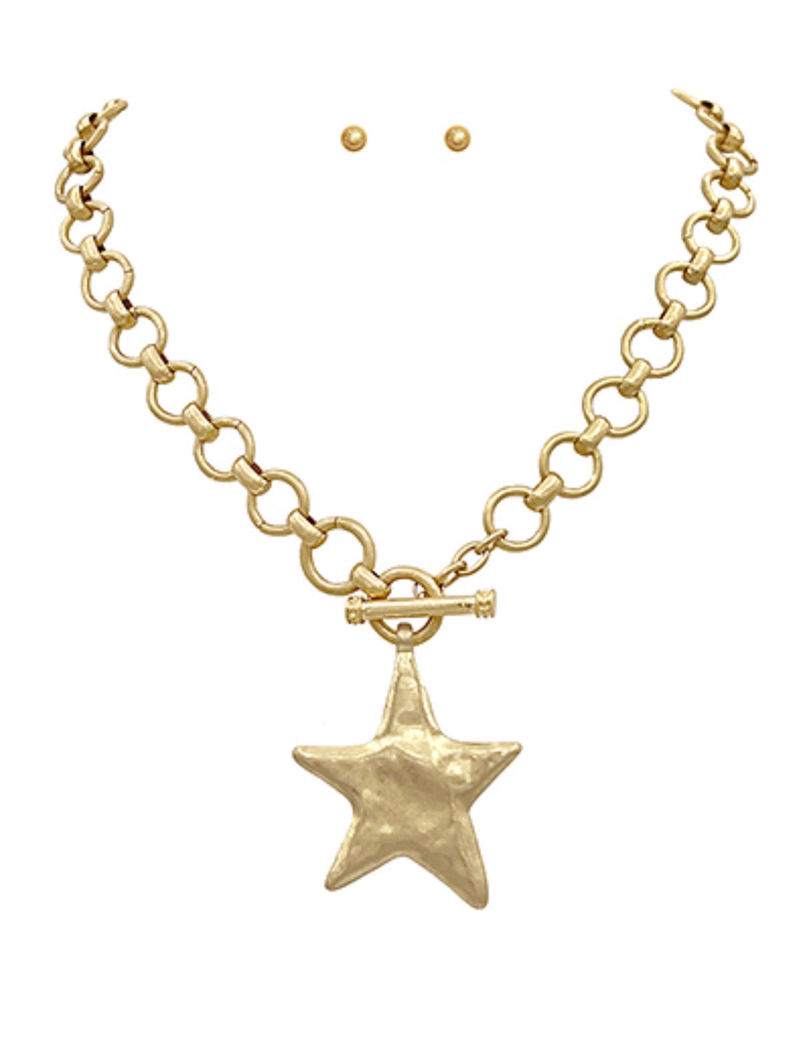 Hammered Star Necklace Set