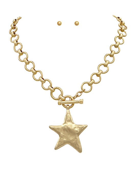 Hammered Star Necklace Set