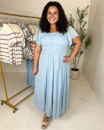 Ruth Blue Button Down Dress