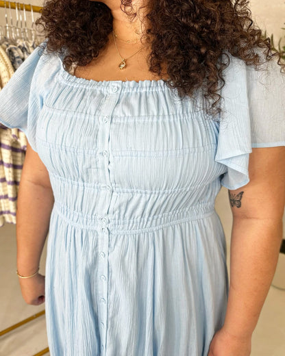 Ruth Blue Button Down Dress