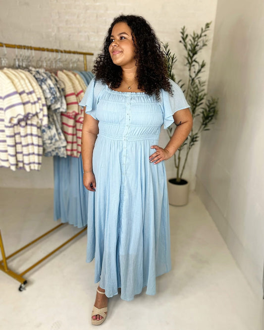 Ruth Blue Button Down Dress